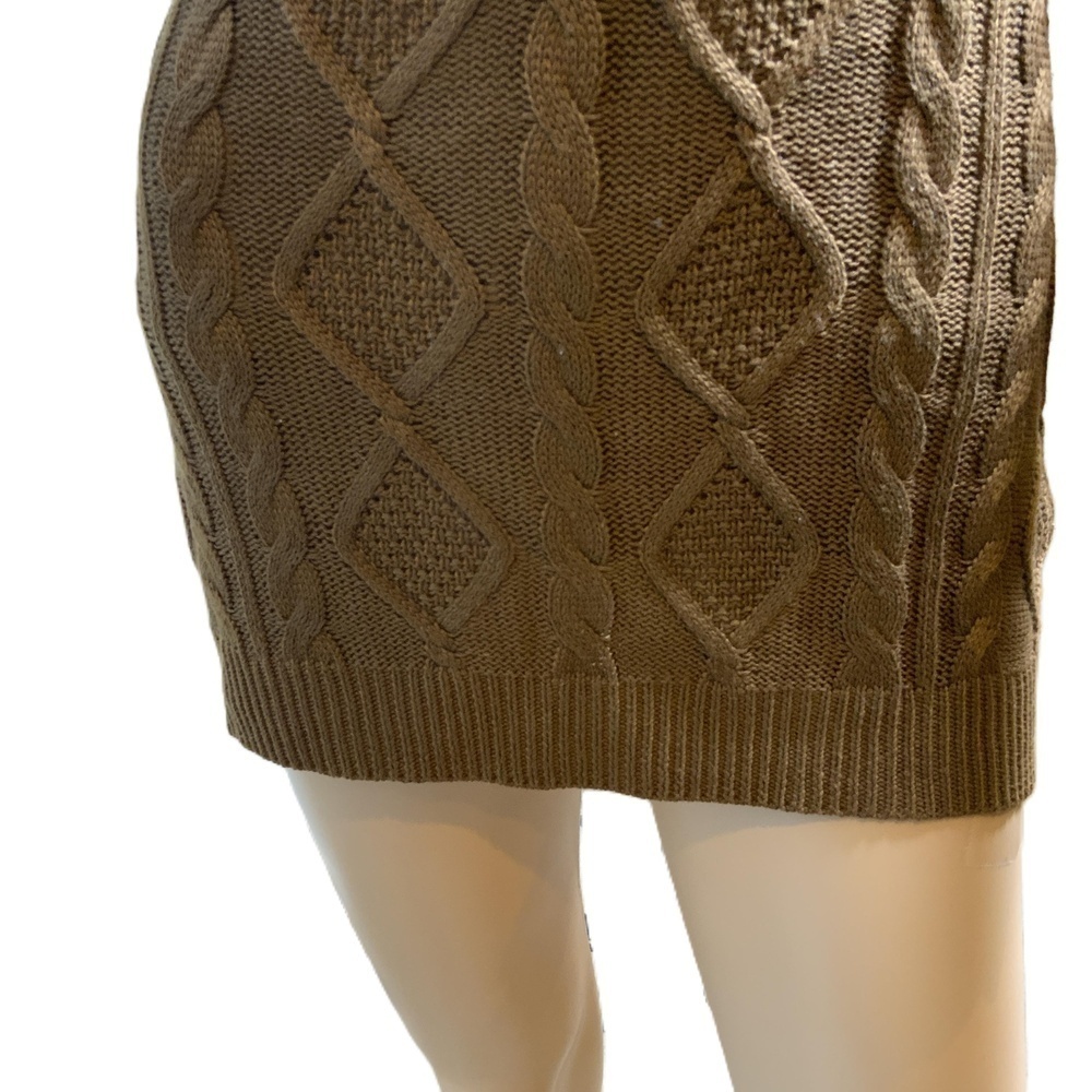 SHEIN Brown Long Sleeve Mock neck Cable Knit Backless Sweater Dress Sz XS Baddie - Picture 3 of 14